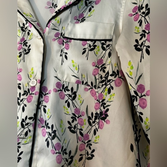 Zara Ecru Printed Piped Shirt Button Up Floral Blouse Women’s - Picture 7 of 8